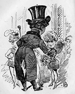 Cartoon, behind the scenes in a theatre