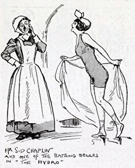 Cartoon showing Syd Chaplin, actor, writer, as well as brother