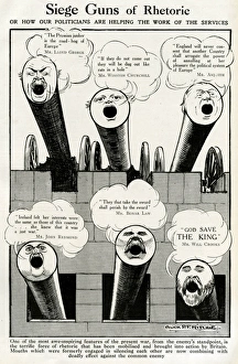 Cartoon, Siege Guns of Rhetoric, WW1 Cartoon, Siege Guns of Rhetoric, WW1