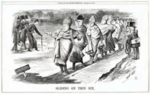 Images Dated 5th February 2020: Cartoon, Sliding on Thin Ice (Roman Catholicism)