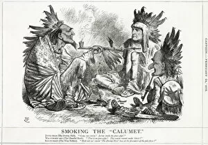 Cartoon, Smoking the Calumet (Gladstone and Alabama Claim)