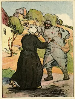 Servicemen Prints: Cartoon, soldier reunited with mother, WW1