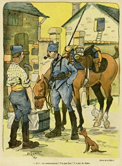 Images Dated 16th October 2015: Cartoon, Soldiers discuss their billet, WW1