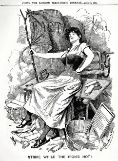 Democracy Prints: Cartoon, Strike while the Iron's Hot! Women's Suffrage