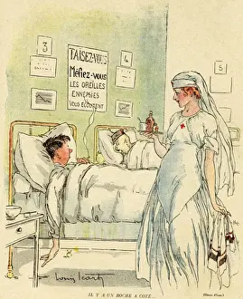 Ears Prints: Cartoon, Theres a German in the next bed, WW1