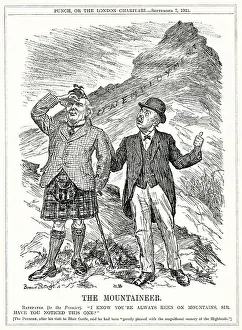 Mountaineer Prints: Cartoon, Unemployment Mountain -- LLOYD GEORGE has his attention drawn to the scale of the unemployment problem