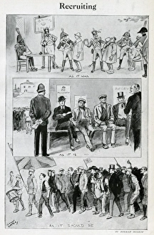 Cartoon, three views of Recruiting, WW1 Cartoon, three views of Recruiting, WW1
