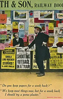 Rosebery Prints: Cartoon, W H Smith news stall