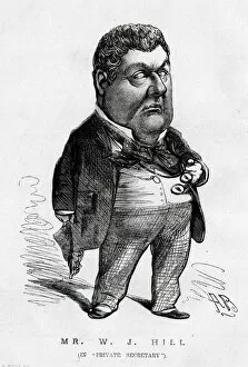 Cartoon, W J Hill as Mr Cattermole in Private Secretary