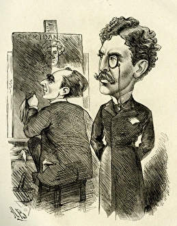 Images Dated 20th April 2017: Cartoon, A W Pinero and Sir Squire Bancroft