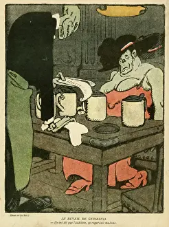 Sleepy Prints: Cartoon, Waking up Germania, WW1