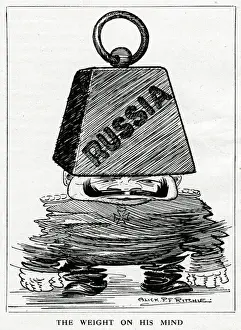 Worry Prints: Cartoon, The Weight On His Mind, WW1