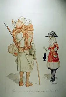 Jeunesse Prints: Cartoon, The Wife of a Soldier, WW1