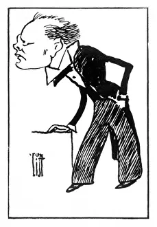 Cartoon of Winston Churchill, British statesman