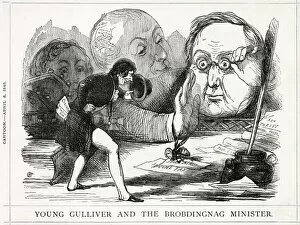 Images Dated 12th December 2019: Cartoon, Young Gulliver and the Brobdingnag Minister