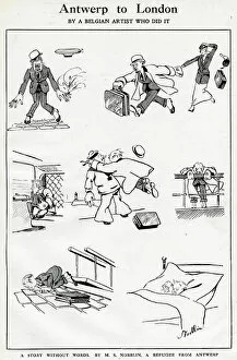 Images Dated 12th October 2016: Cartoons, Antwerp to London, WW1