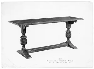 Carved Oak trestle table