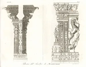 Raja Gallery: Carved pillars in the Thirumalai Nayak Palace