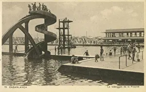 Bathers Prints: Casablanca, Morocco - Water Slide at the Swimming Pool