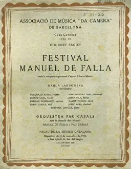 Program Prints: CASALS, Pau (1876-1973). Spanish cellist, composer