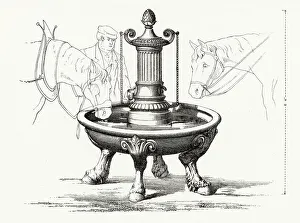 Troughs Prints: Case iron circular horse trough with drinking fountain. Date: 1906