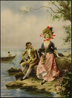 Casino entrance, Flirt au Bord de la Mer, by Hippolyte Lucas