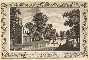 Landscaping Prints: The Cassina and Serpentine River, Chiswick Gardens, 18th century