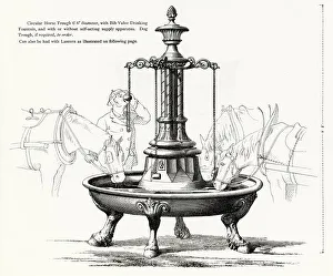 Troughs Prints: Cast iron circular horse trough with drinking fountain. Date: 1906