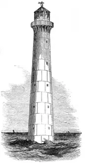 Barbados Prints: Cast Iron Lighthouse, intended for Barbados, 1851