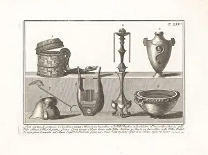 Bas Relief Prints: Casta mistica, Egyptian vase, lyre, cup, etc