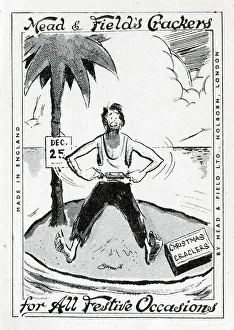 Dessert Prints: Castaway on dessert island pulling Christmas Cracker