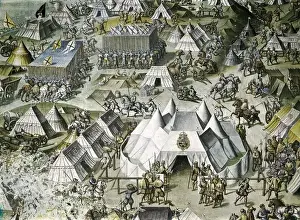 Commemoration Prints: CASTELLO, Fabrizio (1562-1617). Battle of St. Quentin