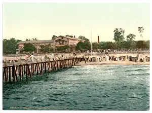 Pommeraina Prints: Castle on the beach and bridge, Colberg, Pommeraina, Germany