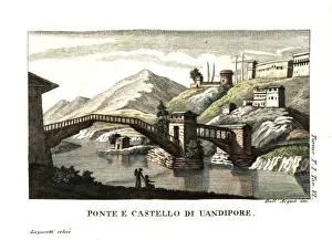 Castle and bridge in Wandipoor, Bhutan