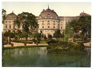 Wurzburg Prints: Castle and fountain, Wurzburg, Bavaria, Germany