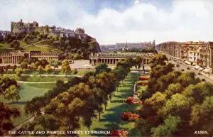 Midlothian Prints: The Castle and Princes Street, Edinburgh, Midlothian