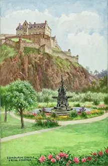 Castle and Ross Fountain, Edinburgh, Lothian, Scotland