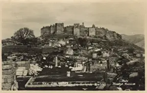 Hilltop Prints: Castle and ruins (foreground) of the ancient city of Ephesus