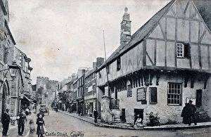 Refreshments Collection: Castle Street, Conway, with timbered houses and castle