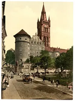 Konigsberg Prints: Castle tower and Emperor Williams Monument, Konigsberg, Ea