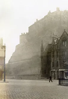 The Castle, viewed from the south, from the Grassmarket, Edinburgh, Scotland Date: 1930s