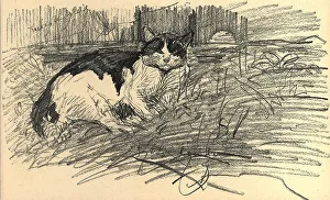 Theophile Prints: Cat In The Garden