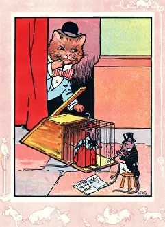 Caught Prints: Cat with mouse in trap