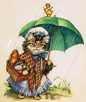 Images Dated 8th June 2007: Cat with umbrella
