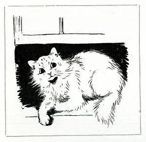 Realm Prints: Cat on the window ledge, by Louis Wain