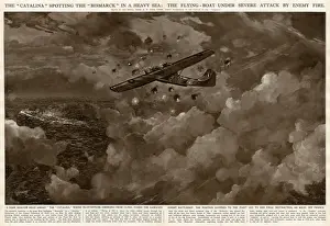 Observation Prints: Catalina spots Bismarck in heavy sea by G. H. Davis