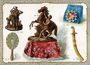 Abdul Collection: Catalogue illustration, embroidered cloth, mirror, etc