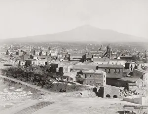Etna Prints: Catani Italy with a view of the volcano Mount Etna