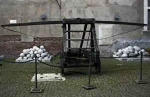 Images Dated 8th March 2009: Catapult and ammunition. Castel Sant Angelo. Rome