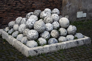 Images Dated 8th March 2009: Catapult and ammunition. Castel Sant Angelo. Rome